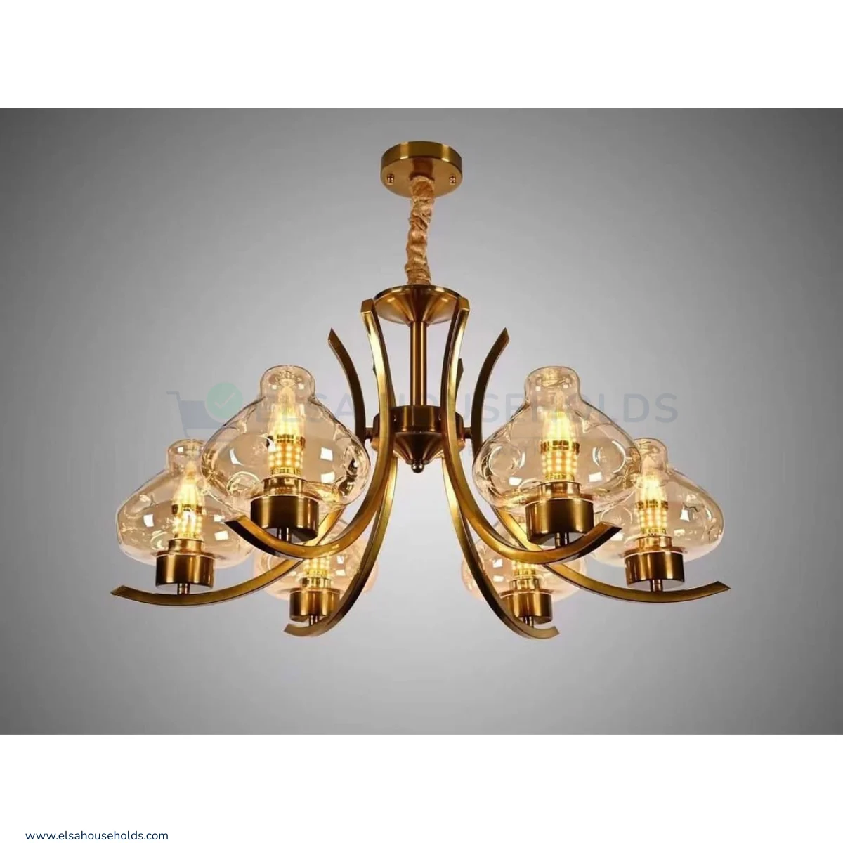 6 Arm Gold Chandelier