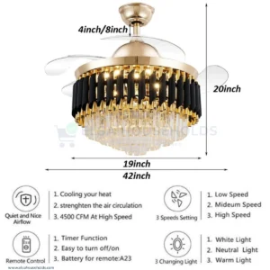 Ceiling Fan Crystal Chandelier