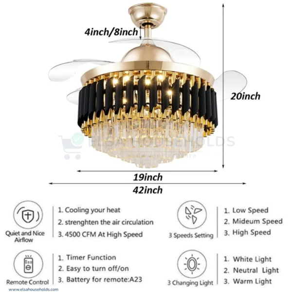 Ceiling Fan Crystal Chandelier - Image 5
