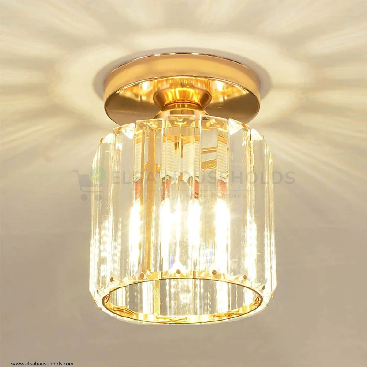 Crystal Ceiling Lamp – Gold