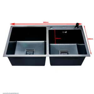 Handmade Double Bowl Kitchen Sink (800*450) – Gun Grey