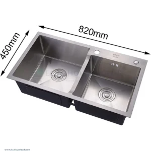 Handmade Double Bowl Kitchen Sink (800*450) – Satin