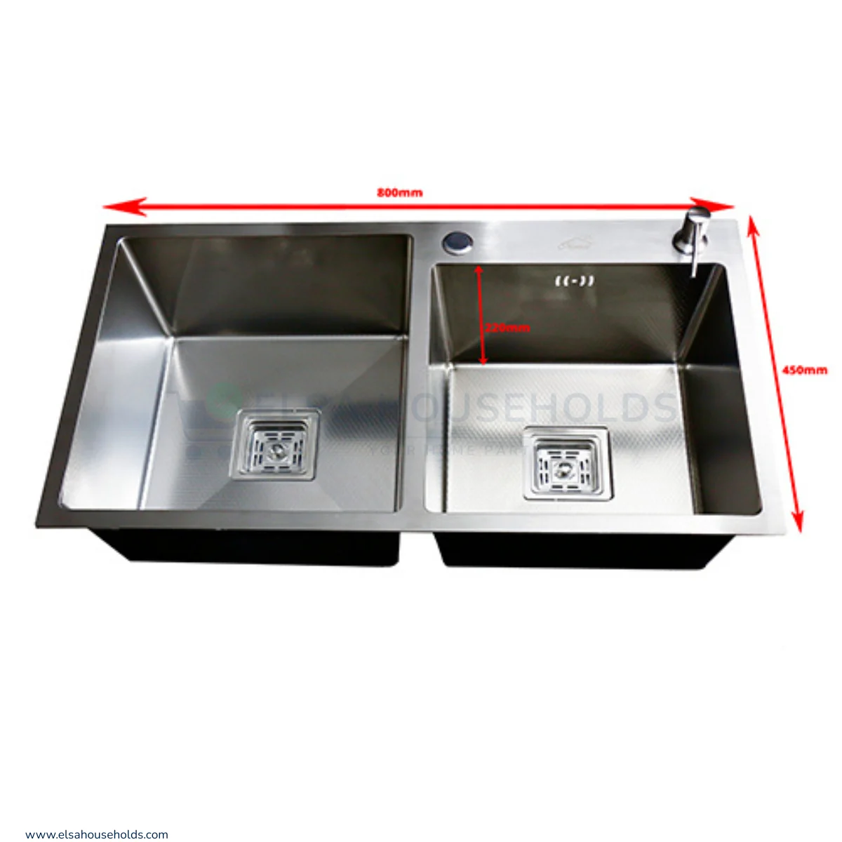 Handmade Double Bowl Kitchen Sink (800*450) – Satin