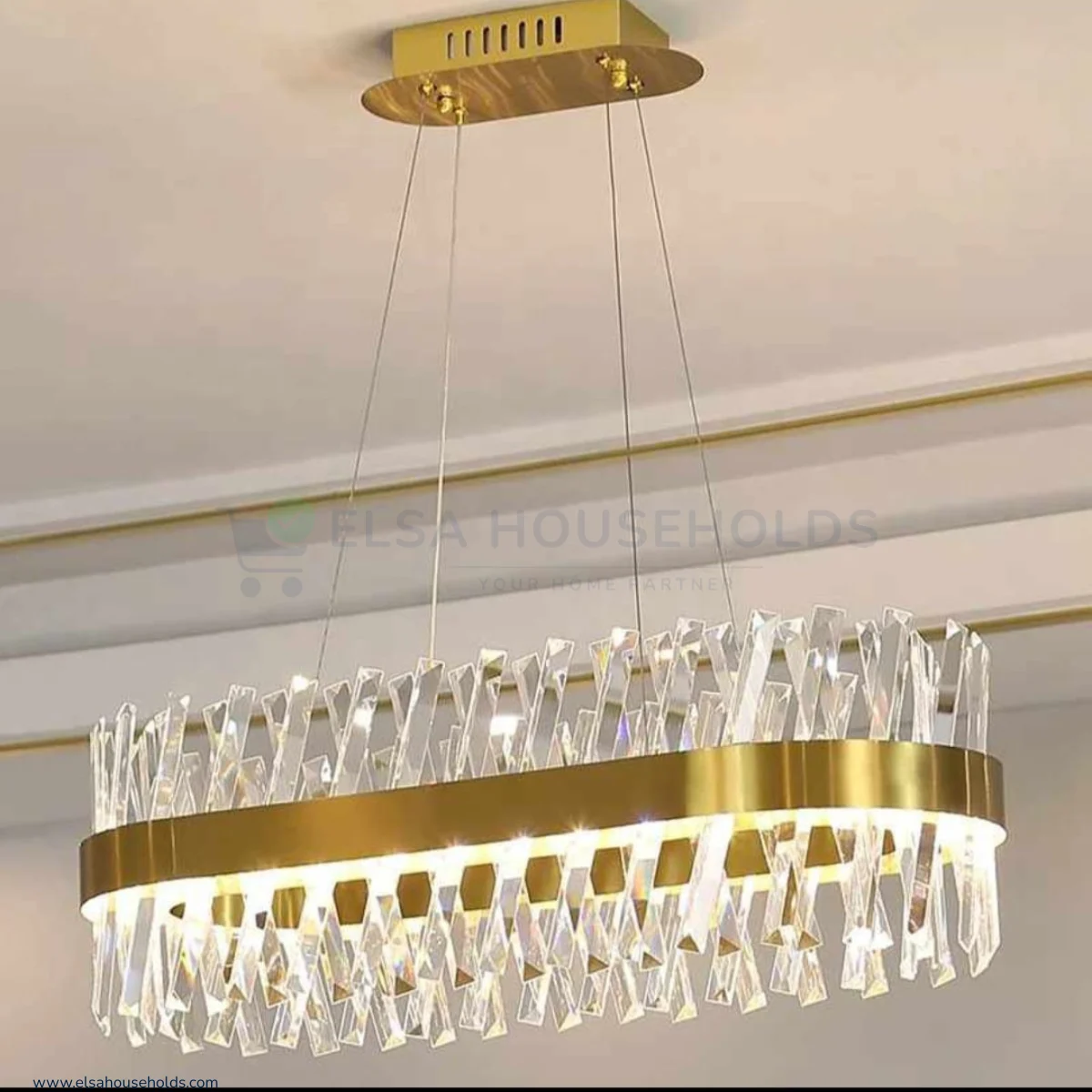 Oval Crystal Chandelier Ceiling Light