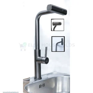 Premium Gun Grey Left On Pull Down Kitchen Mixer Tap