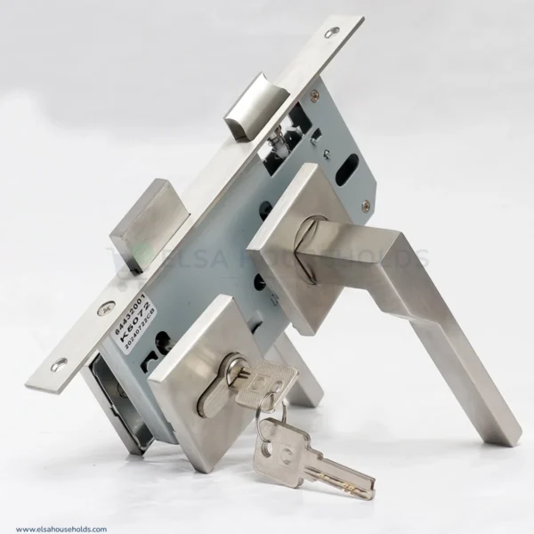 Premium Stainless Steel Square Rose Door Lock – Matte Black, Euro Standard (NL003)