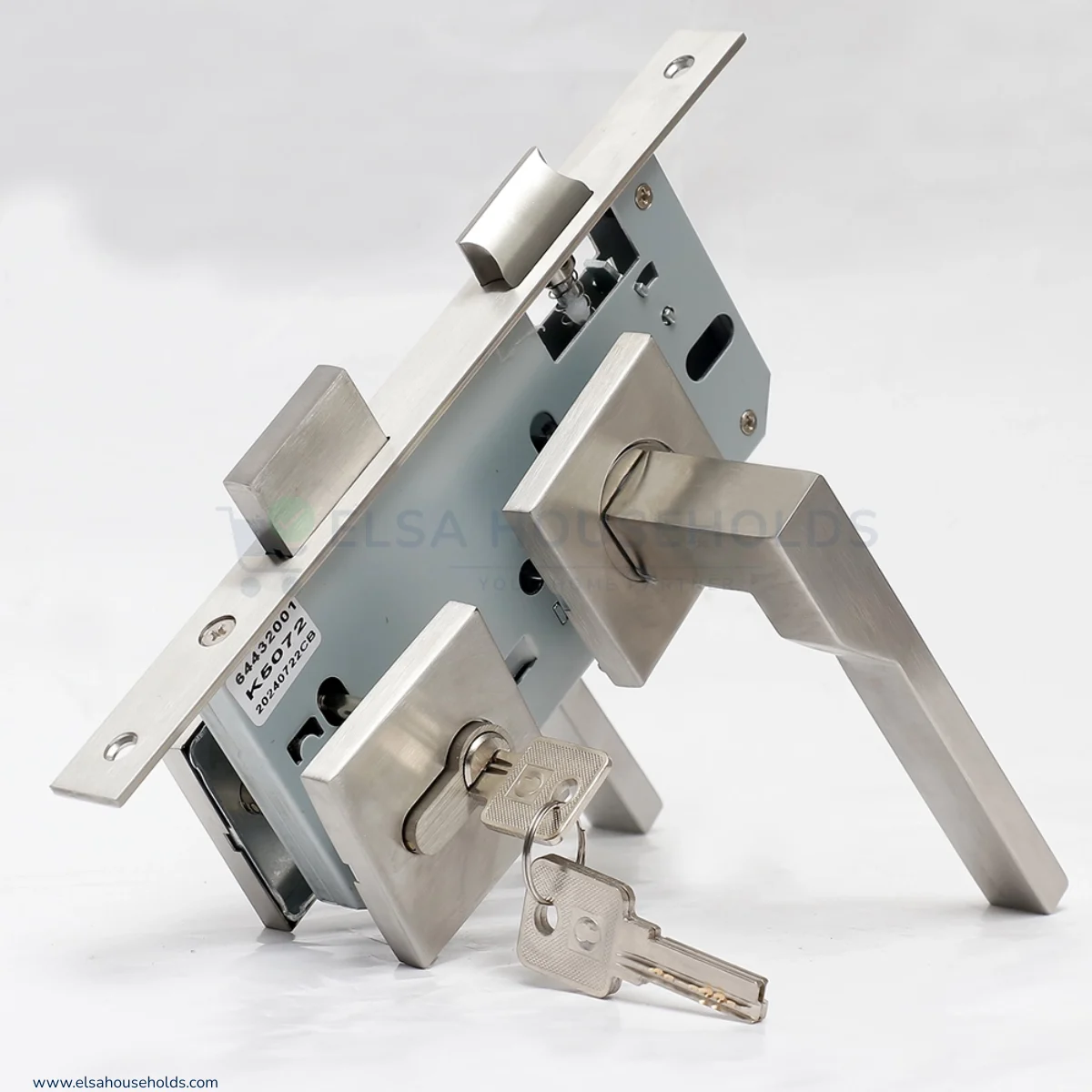 Premium Stainless Steel Square Rose Door Lock – Matte Black, Euro Standard (NL003)