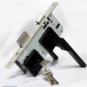 Premium Stainless Steel Square Door Lock – Matte Black, Euro Standard (NL003B)