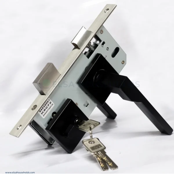 Premium Stainless Steel Square Door Lock – Matte Black, Euro Standard (NL003B)