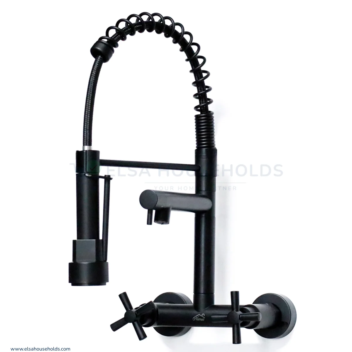 Two Way Wall Black Kitchen Mixer Tap