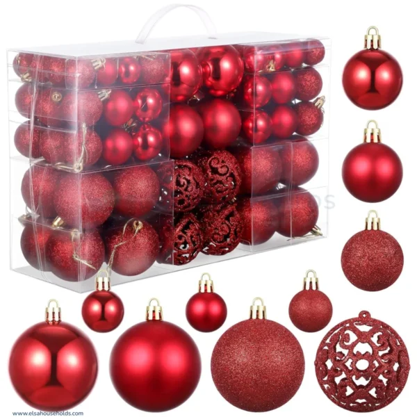 100PCS Christmas Ball Ornaments Set for Christmas Tree - Red