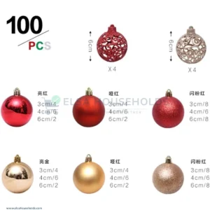 100PCS Christmas Ball Ornaments Set for Christmas Tree - Red + Yellow