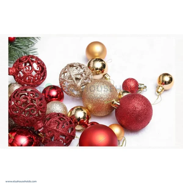 100PCS Christmas Ball Ornaments Set for Christmas Tree - Red + Yellow - Image 4