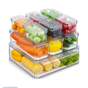 10pcs BPA-Free Stackable Acrylic Fridge Organizer Bins