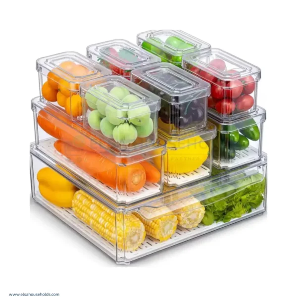 10pcs BPA-Free Stackable Acrylic Fridge Organizer Bins