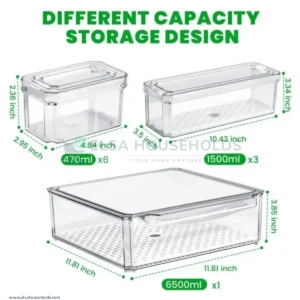 10pcs BPA-Free Stackable Acrylic Fridge Organizer Bins