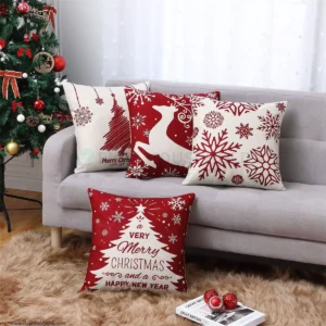 Set of 4 Christmas Holiday-Themed Decorative Cushion Covers