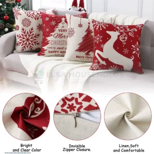 Set of 4 Christmas Holiday-Themed Decorative Cushion Covers