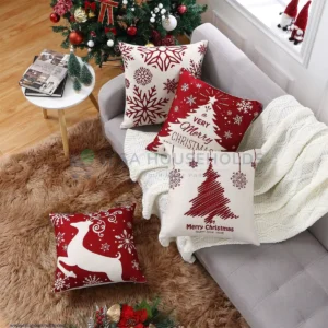 Set of 4 Christmas Holiday-Themed Decorative Cushion Covers
