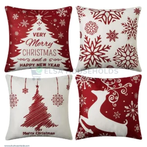 Set of 4 Christmas Holiday-Themed Decorative Cushion Covers