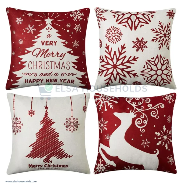 Set of 4 Christmas Holiday-Themed Decorative Cushion Covers - Image 2