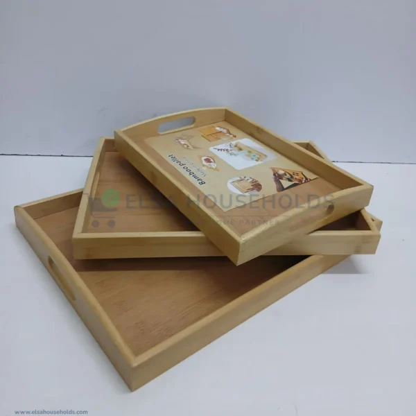 3 Pack Bamboo Serving Tray Set
