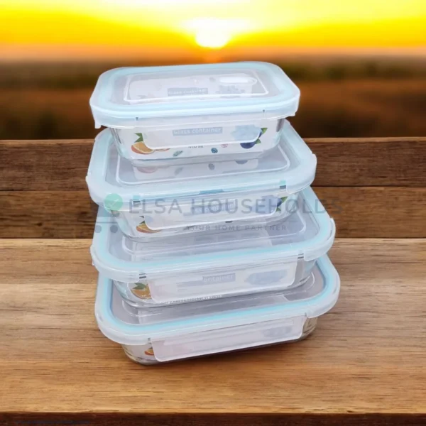 4-Piece Glass Food Containers Set
