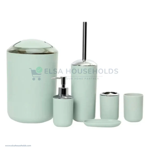 6pc Bathroom Accessories Set - Lime With Chrome Accents